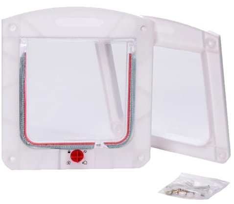 Porta per Gatti per Finestre,Porta per Gatti Resistente alle Intemperie,Porta per Gatti Silenziosa per Porte Interne ed Esterne,Porta per Gatti,Porta per Gatti Bianca per Animali Domestici