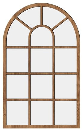 perfk Specchio da Parete con Finestra ad Arco, Arte della Parete, Semplice Specchio ad Arco con Finestra, Specchio Decorativo per l'ingresso della Fattoria, Marrone