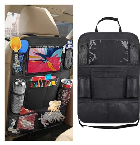 CGEAMDY Organizador De Sillas De Coche, Organizador para El Asiento Trasero del Coche con Bolsillo para Tablet Protector De Asiento Trasero Kickstand, Organizador Tela Oxford El Asiento Coche