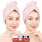 Hammetex 100% Baumwolle Haartücher Damen, 2 Stück Flaumig Schnell Saugfähig Schnelltrocknendes Haarturban Haarhandtücher mit Knopf, Rosa