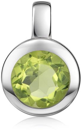 MATERIA Peridot Anhänger Edelstein Silber 925 - grün rund facettiertKA-140-Peridot_ohne Kette