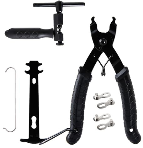 Juego de herramientas de cadena 3 en 1 para bicicleta, kit de herramientas de cadena de bicicleta, herramienta de extracción de eslabones de cadena y alicates y trituradora de cadena, herramienta de