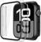 Misxi 2 Pezzi PC Cover Protezione con Vetro Temperato per Apple Watch Series 10 (2024) 46mm, Custodia Ultra-sottile Anti-caduta Resistente ai Graffi per iWatch, 1 Nero + 1 Trasparente