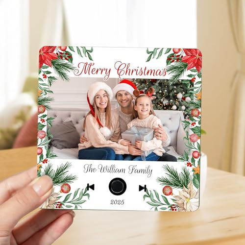 Customized Music Fridge Magnets That Play Songs Personalized Family Name Photo Music Refrigerator Magnet Home Decor Christmas Ornament Husband Wife Gifts for Christmas Anniversary Holiday