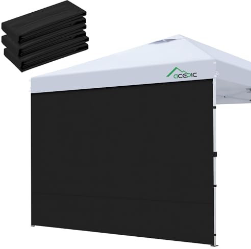 Acepic 3 Stück Seitenwände für Pavillon 3x3M, Pavillons Seitenwand für Gartenpavillon und Faltpavillon mit Klettverschluss, 210D Wasserdicht,Schwarz, Ohne Vordach