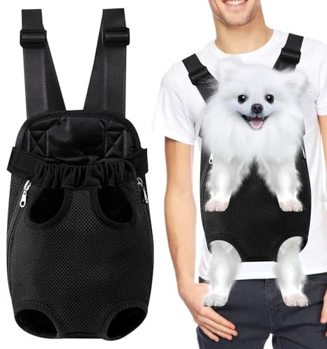 Trasportino Cani Zaino Cani Borsa Cane Piccola Taglia,Borsa in Tela Traspirante con Fori per il Fissaggio Preciso Degli Arti, Adatta a Piccoli Animali Domestici da 2,5 a 3,5 KG, Nero