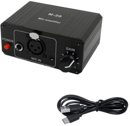 Asyduey Microfono Dinamico A Condensatore Amplificatore M-20 Audio 48V Phantom Power Ricarica Nero per Scheda Audio dal Altoparlante C