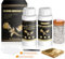 Adesivo per Foglia d'oro, Set per Foglia d'oro con 100 ml di Colla per lamiere a Base d'Acqua e 100 ml di Vernice, Foglia 100 Pezzi, per Lavori Manuali Pittura, Decorazione da Parete Gold Leaf