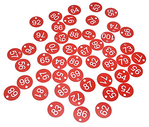 Runde ID-Nummer, 50 Stück/Beutel, BeeLabel BeekeeBox, Nummeriertes Etikett mit Loch, Klassifizierungsschild für BeekeeRed (51-100)