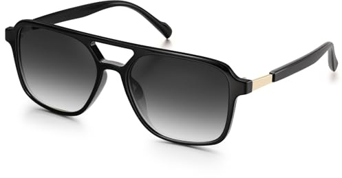 J.Fée Retro Sonnenbrille Damen Groß, Elegant Retro Sonnenbrille Schwarz Sunglasses Woman Vintage Sonnenbrillen UV400 Schutz, Schwarz Gläser, 1 Paar