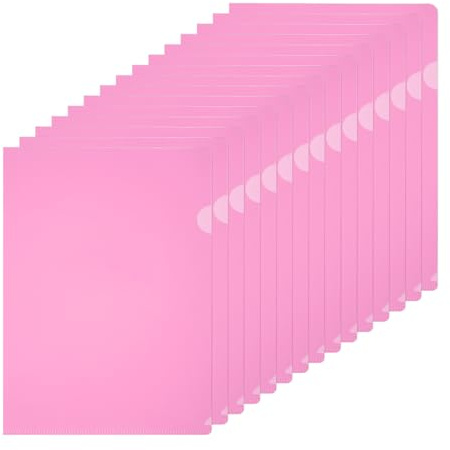 PATIKIL A4 Kunststoff Ordner 40 Stück Klare Ordner L Typ Projektmappen Dokumentenhüllen Aktentaschen Sleeves L Förmige Transparente Ordner Für Dokumente Bürobedarf 22x31cm Pink