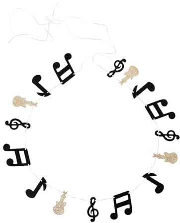 SOIMISS Musik Partydekoration Banner Satz Aus Umweltfreundlichem Material Mit Musiknoten Und Gitarrenmotiv Vielseitiges Fotohintergrund Banner Für Hochzeiten Und Konzerte