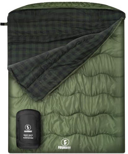 FORINBUY Baumwolle Flannel Doppelschlafsack für Erwachsene Winter Schlafsack 2 Personen Outdoor Wasserdicht Warm Deckenschlafsack Queen Size-Ideal für Familien Camping und RV-Reisen
