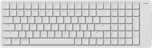 Flow2 Low-Profile Mechanik-Tastatur (US Layout QWERTY) - Aluminiumlegierung mit Void Silent-Schalter. Aufladbare kabellose Tastatur mit 3Verbindungsmodi für Windows, MacOS (Silber mit Stille,100 Keys)