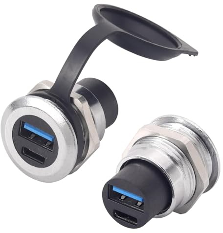 PENGLIN 2 Stück Doppel USB Type C und USB 3.0 Einbaubuchse | USB 3.1 Type C und USB Type A Buchse auf Buchse Durchgangdose Adapter,USB Panel Mount Durchgangsbuchse