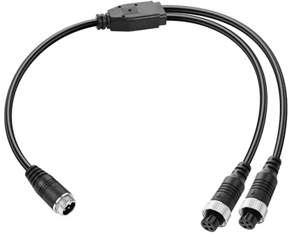 PNGKNYOCN 4 Pin Y Splitter Cable，1 Male to 2 Female Aviation Extension Adapter Cable for CCTV Rearview Camera Car Truck Vehicle Backup Monitor（0.4M）