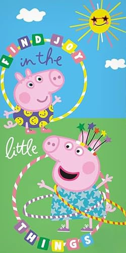 BERONAGE Peppa Pig Badetuch Little Things 70x140 cm 100% Baumwolle Kinder Strandtuch Handtuch weich saugfähig Peppa Wutz Fanartikel Geschenk Strand Pool Schwimmbad Mädchen Jungen