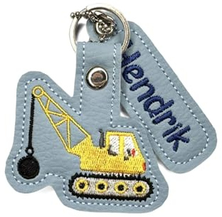 Generisch Schlüsselanhänger Bagger Kran Traktor Abrissbirne Fahrzeuge Name Anhänger Schlüsselring Rucksack Namensschild Kofferanhänger Schultasche Schulranzen personalisiert