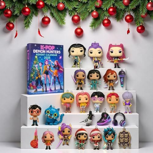 24-tägiger Anime Adventskalender, 24PCS Demon Figuren-Set, Hochwertiger K-Pop Hun-ter Adventskalender als Weihnachtsbaumschmuck oder Sammlerstück, Geschenk für Anime-Fans