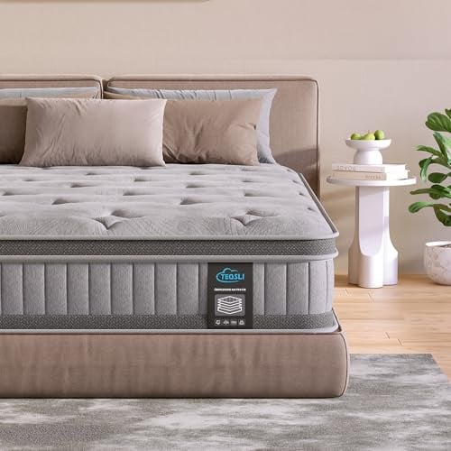 TeQsli Gel Taschenfederkernmatratze 90x200 H3 mittelfest Öko-Tex & CertiPUR | 25 cm Höhe, Ergonomische 9-Zonen Matratze mit Gel Memory Schaum für Rückenunterstützung & Druckentlastung