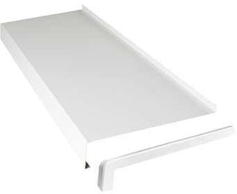 Dekofasada Fensterbank für Außen, Fensterbrett aus Aluminium mit Abschlusskappen, UV-, Witterungs- & Korrosionsbeständig, Außenfensterbrett mit Schutzbeschichtung, 25 x 120 cm, Weiß