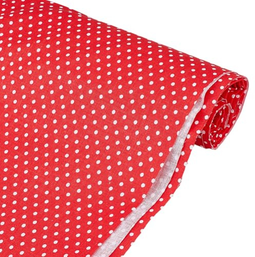 CABODYALS 1.5cm 1 m Roter Baumwollstoff Mit Weißen Punkten Meterware Vintage Mini Punkte Muster Bedruckter Quiltstoff Patchworkstoff Zum Nähen Für Kleidung Accessoires Heimdeko DIY Bastelarbeiten