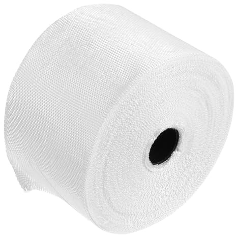 SKISUNO Ruban Adhésif en Fibre de Verre Résistant la Chaleur, 25 M, Polyester, Facile à Utiliser, pour Garage et Machines, Rouleau Unique Blanc