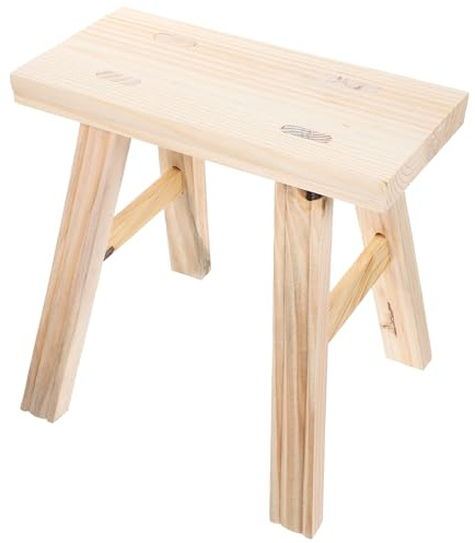 TOPPERFUN Holztrittschemel aus Robustem Holz Rutschfester und Praktischer Kleinkindhocker mit Retro Stil als Fußbank oder Badhocker für Dusche Maße 24x15x22cm