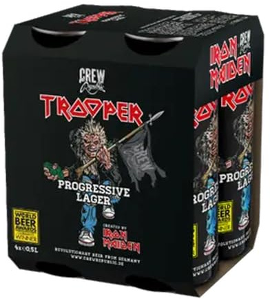 Trooper x Crew Republic Progressive Lager 5% ABV 4 x 500ml | Features crisp lager with clean malt character, gentle bitterness and a refreshing finish.