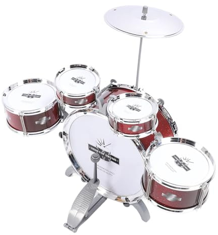 FTVOGUE Set di Batteria per Bambini Set di Batteria Jazz per Bambini 5 Tamburi Strumenti Musicali a Percussione Giocattolo con Kit di Funzionale Completo per Apprendiment