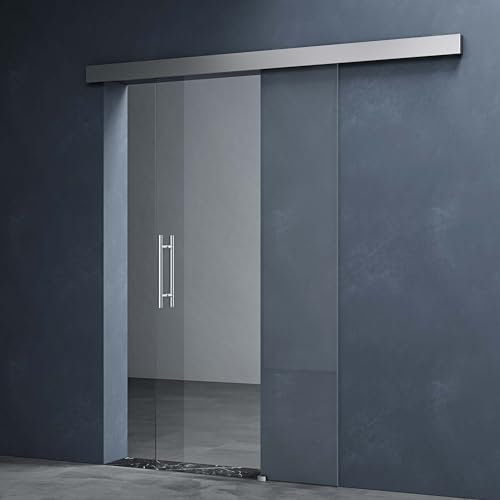 Mai & Mai Glasschiebetür komplettset softclose Amalfi in Klarglas, Griffart: Stangengriff, BxH: 90x205cm, 15 mm Wandabstand, inkl. Softclose-Automatik, 8mm ESG-Sicherheitsglas
