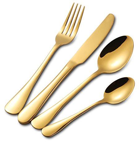 Buyer Star Besteckset Edelstahl Besteck Utensilien Geschirr Messer Gabel Teelöffel Löffel Black Cutlery