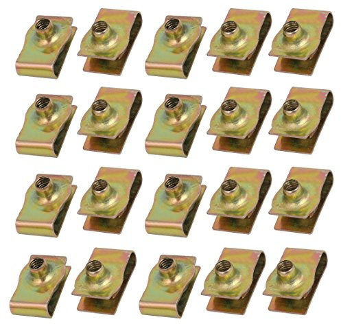 sourcing map 20 Stücke Verschluss U Mutter Federstahl Klammer Messing Ton für M4 Bolzen DE