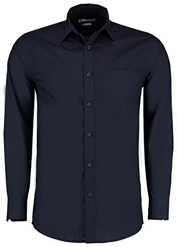 Kustom Kit Men's Men's Poplin Shirt (Long Sleeve) Business Shirt, Blue (Dark Navy Kk-Dkn-H), 46 (Manufacturer Size: 18.5)