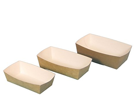 600-800 Bio Snackschalen Pommes Currywurst Imbiss Fingerfood Dip Schalen fettdicht braun weiß Recycling+Frischfaser 100% biologisch abbaubar verschiedene Größen zur Auswahl (14+7x4,5cm 600St)
