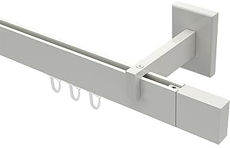 INTERDECO Innenlauf-Gardinenstange eckig 14 x 35 mm, kantige Innenlaufstange aus Metall, Weiß, zur Wandmontage, Typ 10212919, 180 cm