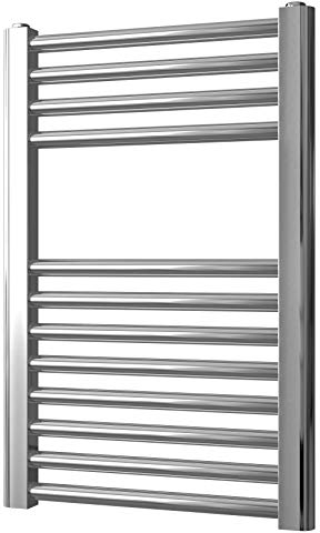 Greened House Scaldasalviette cromato dritto 500 mm di larghezza x 600 mm di altezza piatto centrale scaldasalviette