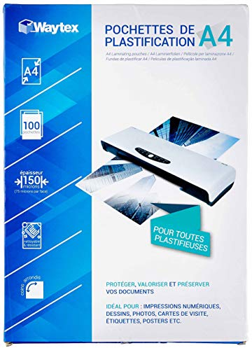 WAYTEX 78273 Laminierfolien, A4, 75 Mikron, Unisex, Erwachsene, transparent, Einheitsgröße (Herstellergröße: 21 x 29,7 cm), 100 Stück