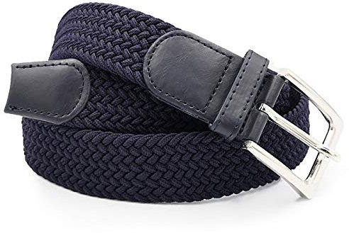 Glomy Cintura Elastica Intrecciata da Uomo, Blu Scuro, 115cm