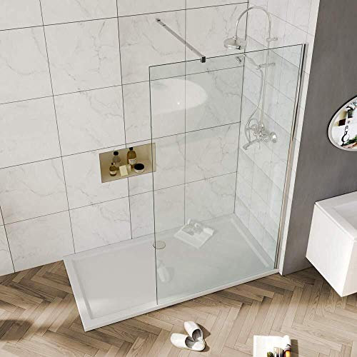 ELEGANT 800mm Bathroom Shower Screen Walk in Wet Room Shower Door 6mm Safety Toughened Glass Screens Shower Panel