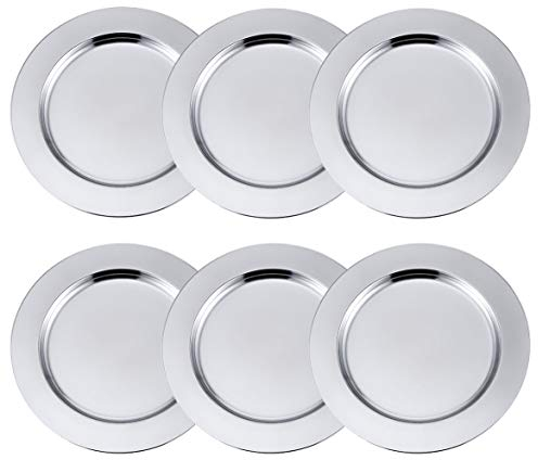 Insun Juego de 6 Bajo Platos Redondas Bandejas de presentación para Pasteles o Buffet frío Plata 40cm Diámetro