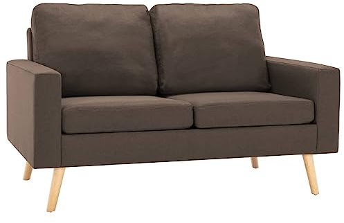vidaXL Sofa 2-Sitzer Zweisitzer Loungesofa Stoffsofa Polstersofa Sitzmöbel Polstermöbel Designsofa Wohnzimmersofa Braun Stoff Holzrahmen