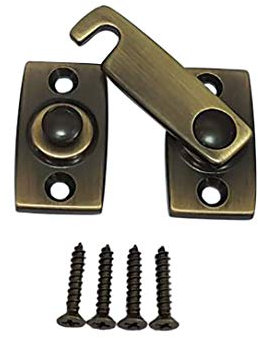 QCAA Solid Brass Shutter Bar/Door Latch, 7/8 x 2-3/32, Antique Brass, 1 Pack, Made in Taiwan