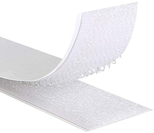 KLEBESHOP24 Klettband-Set SELBSTKLEBEND für Außenbereich | Extra stark | Mit Acrylat-Klebstoff | Hitzebeständig | UV-beständig/Weiß, 100 mm x 8 m