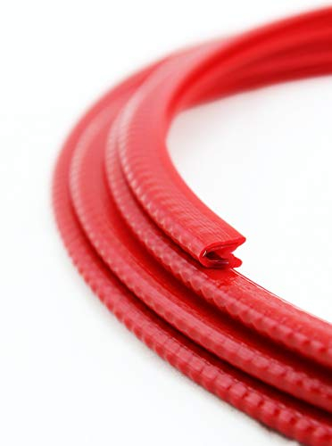 KS1-2RG Kantenschutzprofil von SMI-Kantenschutzprofi - PVC Gummi Klemmprofil - Klemmbereich 1-2 mm - Stahleinlage - Kantenschutz - Rot glänzend - einfache Montage, selbstklemmend ohne Kleber (5 m)