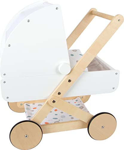 small foot Puppenwagen Little Button aus Holz, multifunktionaler und hochwertiger Puppenkinderwagen, ab 3 Jahren, 11914, 46 cm
