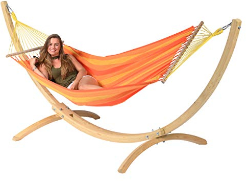 Hängematte mit Standard Single 'Holz & Relax' Orange - Orange