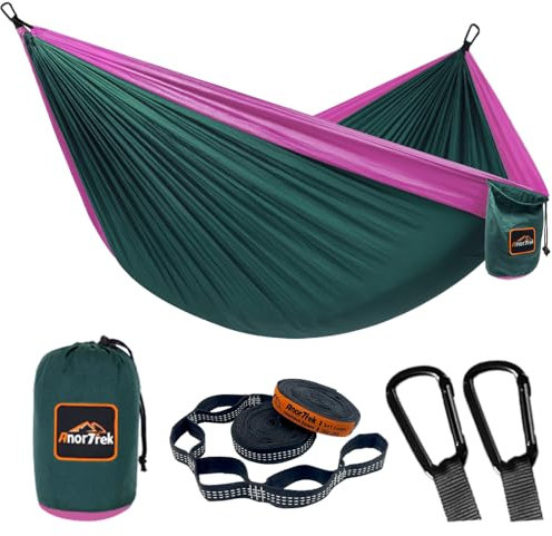 AnorTrek Camping Hängematte, superleichte tragbare Fallschirm Hängematte mit Zwei Baumgurten Einzel oder Doppel Nylon Reisebaum Hängematten