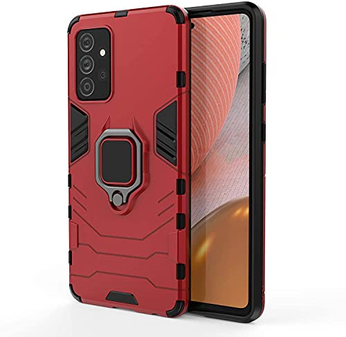 Coque pour Oppo A53/A53s/A32 Housse Antichoc avec Anneau Rotatif Aimant Etui Magnétique Rigide Dure Armure Bague Support Armure Renforcée (Oppo A53/A53s/A32, Rouge)