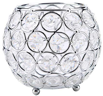 Crystal Bowl Candle Holder Votive Tea Light Candle Centerpiece for Aroma Crystal Candle Holder Silver Votive Tealight Candle Holders for Wedding Weddings Party Favors Valentines Day Table(Silver)